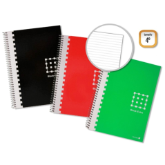 LOT de 6 Cahier à spirales doré 4e année, 80 feuilles, 60 g/m², ligné 3,5 mm, marges marquées, couverture extra rigide, couleurs
