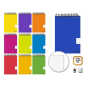 LOT de 10 Cahier à spirale doré, format paysage, 80 feuilles, 60 g/m², quadrillage 4x4 - Format 12o - Couleurs assorties