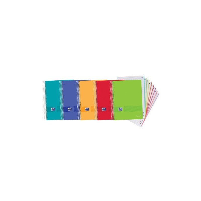 Oxford Lot de 5 Cahiers Spirales A4+ - Couv. Plastique