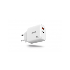 Chargeur USB-C Urban Factory Power 65 W GaN - 1 port USB-C 45 W + 1 port USB-A 18 W - Charge rapide - Blanc