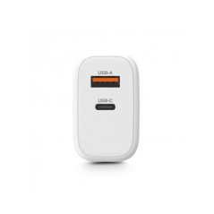 Chargeur USB-C Urban Factory Power 65 W GaN - 1 port USB-C 45 W + 1 port USB-A 18 W - Charge rapide - Blanc