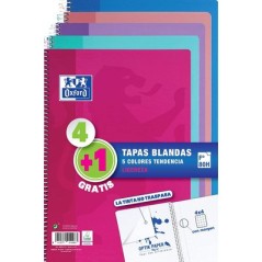 ✅ Oxford Lot de 5 Carnets à spirale Folio 4x4mm couleur Surtido en stock