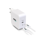 Chargeur mural USB-C Urban Factory Cyclee 100 W GaN - Design écologique - Câble USB-C/USB-C de 2 m - Blanc