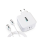 Chargeur mural USB-C Urban Factory Cyclee 100 W GaN - Design écologique - Câble USB-C/USB-C de 2 m - Blanc