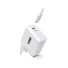 Chargeur mural USB-C Urban Factory Cyclee 65 W GaN - Design écologique - Câble USB-C/USB-C de 2 m - Blanc