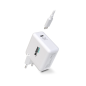 Chargeur mural USB-C Urban Factory Cyclee 65 W GaN - Design écologique - Câble USB-C/USB-C de 2 m - Blanc