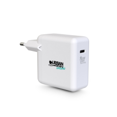 Chargeur mural USB-C Urban Factory Cyclee 65 W GaN - Design écologique - Câble USB-C/USB-C de 2 m - Blanc