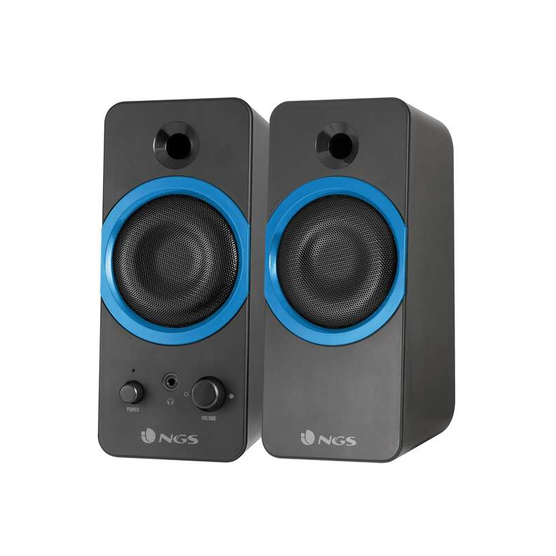 NGS GSX-200 Enceintes USB 2.0 20 W - Super Basses - Connexion Jack 3,5 mm - Commandes d'enceintes - Couleur Noir/Bleu