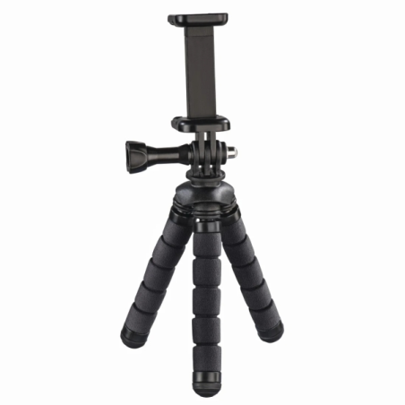 Trépied Hama Flex pour smartphone et caméra sportive - Pliable - Hauteur réglable jusqu'à 14 cm - Charge maximale 4 kg - Alumini