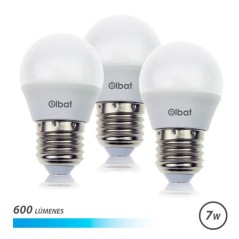 ✅ Elbat Pack 3 Ampoules - Puissance 7W - Lumens 600 - Type de lumière 6500K Lumière Froide - Culot E27 - Angle en stock