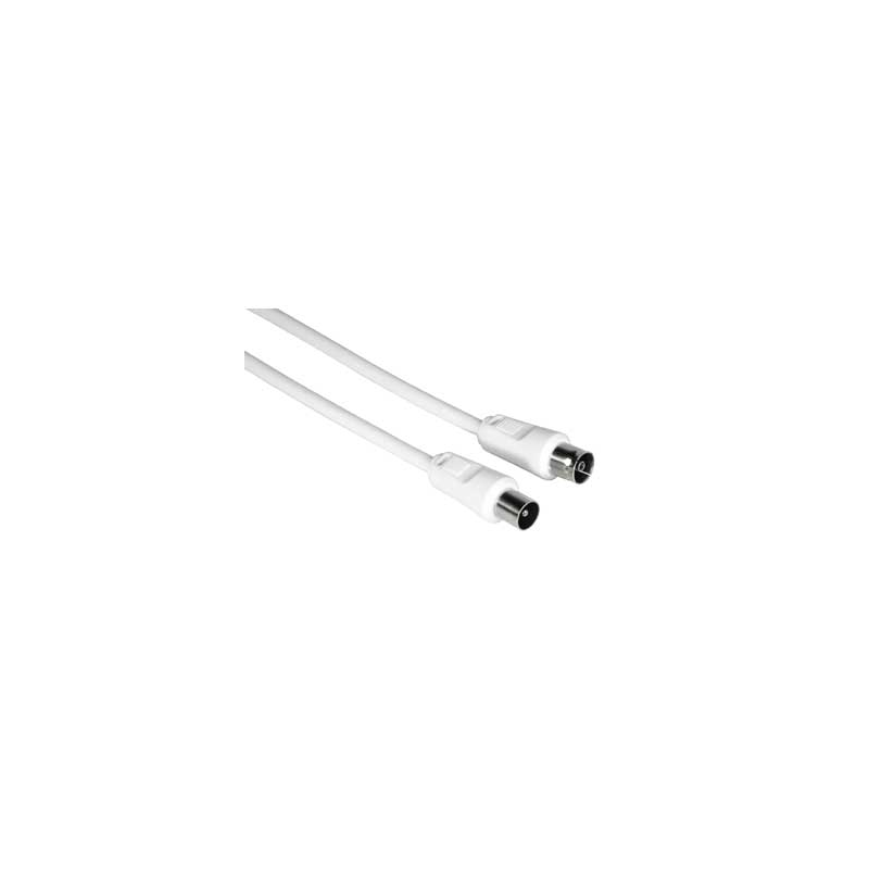 Câble coaxial Hama mâle/femelle pour antenne - Longueur 1,5 m - Blindage 75 dB - Impédance 75 ohms - Blanc