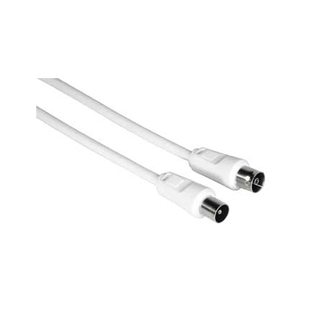 Câble coaxial Hama mâle/femelle pour antenne - Longueur 1,5 m - Blindage 75 dB - Impédance 75 ohms - Blanc