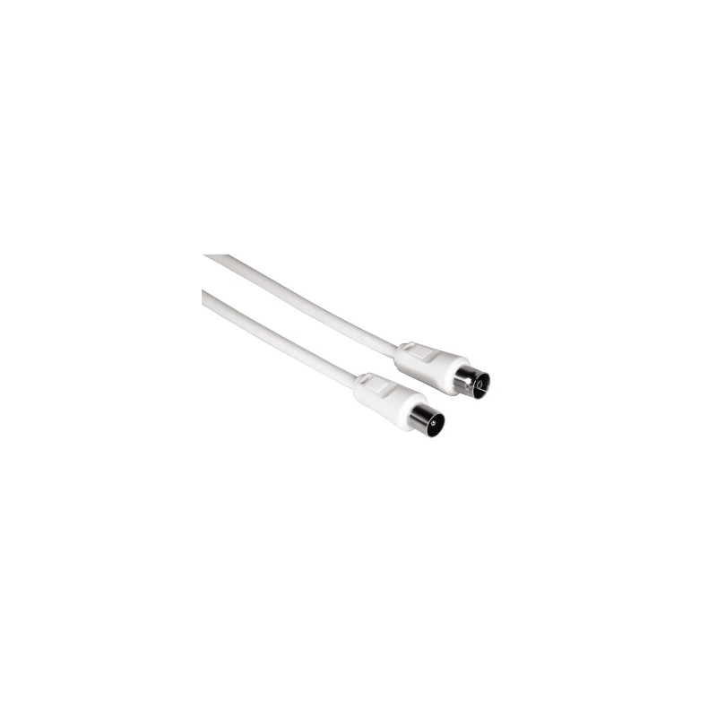 Câble d'antenne coaxial Hama - Longueur 3 m - Connecteur mâle F - Blanc