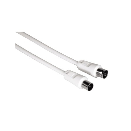 Câble d'antenne coaxial Hama - Longueur 3 m - Connecteur mâle F - Blanc