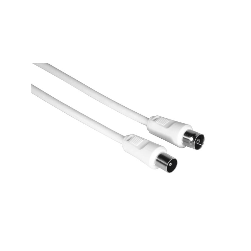 Câble coaxial Hama mâle/femelle pour antenne - Longueur : 10 m - Double blindage - Blindage : 75 dB - Impédance : 75 ohms - Blan