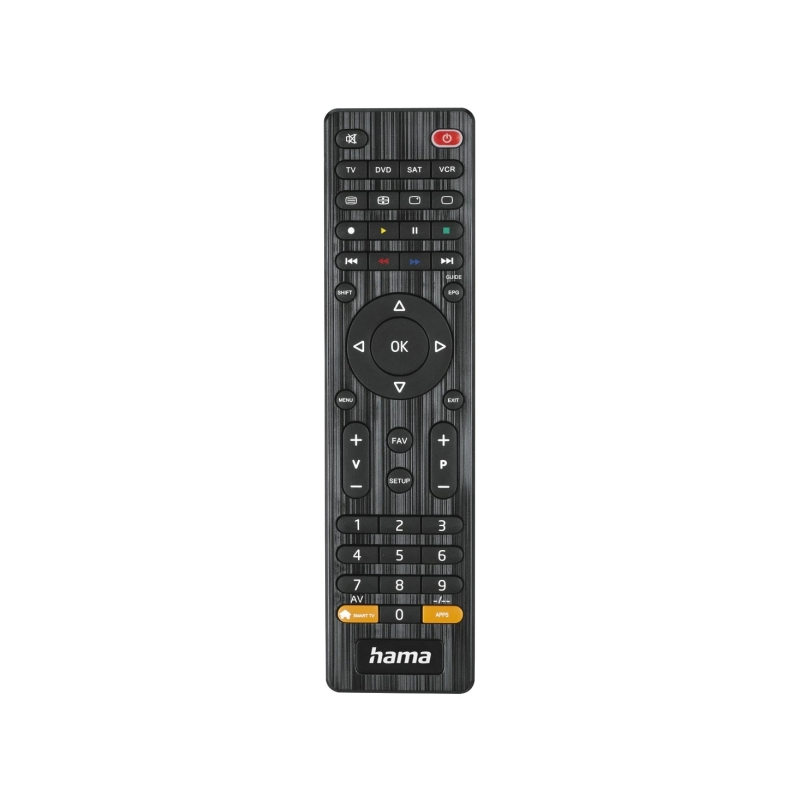 Télécommande universelle Hama 4 en 1 pour téléviseur - Portée de 10 m - 45 boutons - Compatible avec 4 appareils simultanément -