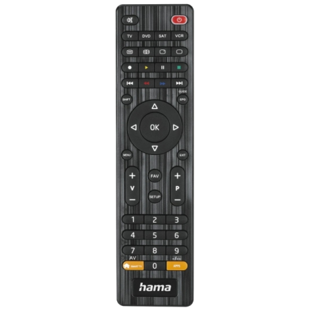 Télécommande universelle Hama 4 en 1 pour téléviseur - Portée de 10 m - 45 boutons - Compatible avec 4 appareils simultanément -