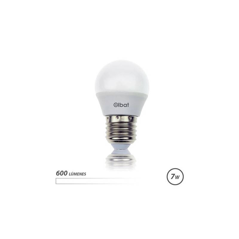 Ampoule LED Elbat - Puissance : 7W - Lumens : 600 - Type de lumière : Lumière blanche 4000K - Culot : E27 - Angle : 220º