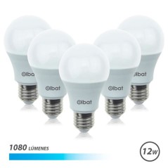 ✅ Elbat Pack 5 Unités - Puissance 12W - Lumens 1080 - Type de lumière 6500K Lumière Froide - Douille E27 - An en stock