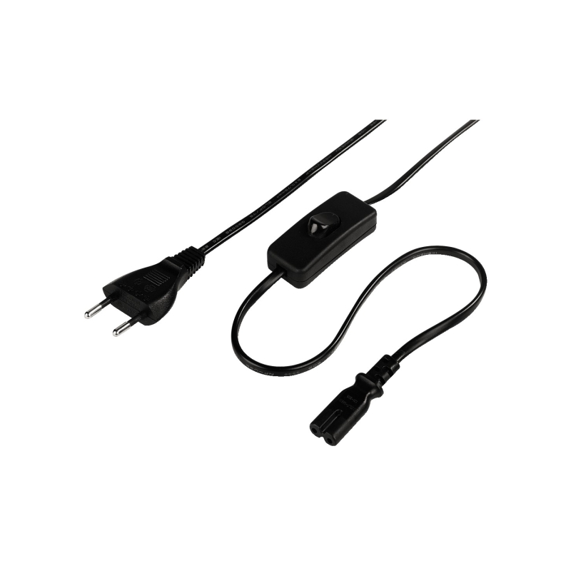 Câble d'alimentation coudé Hama CEE7/16 mâle-femelle C7 - Longueur 2 m - Section 0,75 mm² - Couleur : Noir