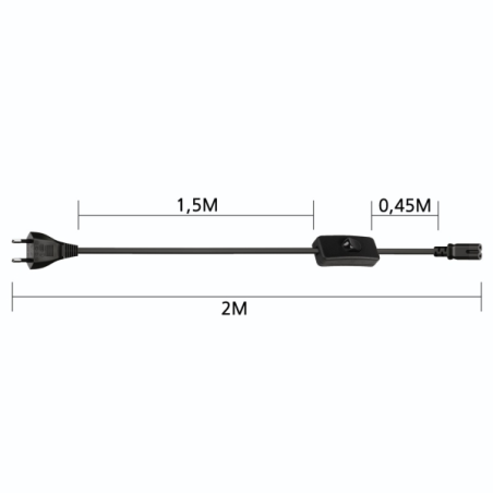 Câble d'alimentation coudé Hama CEE7/16 mâle-femelle C7 - Longueur 2 m - Section 0,75 mm² - Couleur : Noir