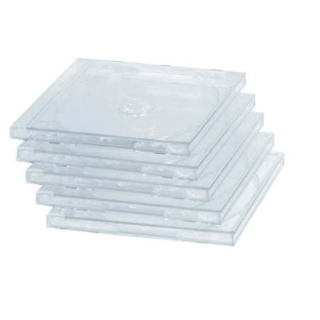Hama Lot de 5 boîtiers CD/DVD vides - Polystyrène - 14 x 12,4 x 1,04 cm - Transparent