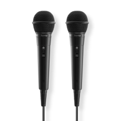 Pack de 2 microphones dynamiques Hama Karaoke - Câble de 2,5 m - 100 Hz - Prise jack 3,5 mm - Cardioïde - 600 ohms - 220 x 53 x