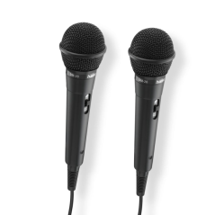 Pack de 2 microphones dynamiques Hama Karaoke - Câble de 2,5 m - 100 Hz - Prise jack 3,5 mm - Cardioïde - 600 ohms - 220 x 53 x