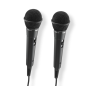 Pack de 2 microphones dynamiques Hama Karaoke - Câble de 2,5 m - 100 Hz - Prise jack 3,5 mm - Cardioïde - 600 ohms - 220 x 53 x
