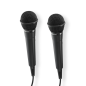 Pack de 2 microphones dynamiques Hama Karaoke - Câble de 2,5 m - 100 Hz - Prise jack 3,5 mm - Cardioïde - 600 ohms - 220 x 53 x