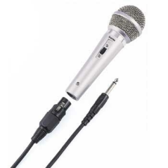Microphone dynamique Hama DM40 - Câble de 3 m - Prises jack 3,5 mm et 6,5 mm - Adaptateur 6,35 mm inclus - Couleur argent