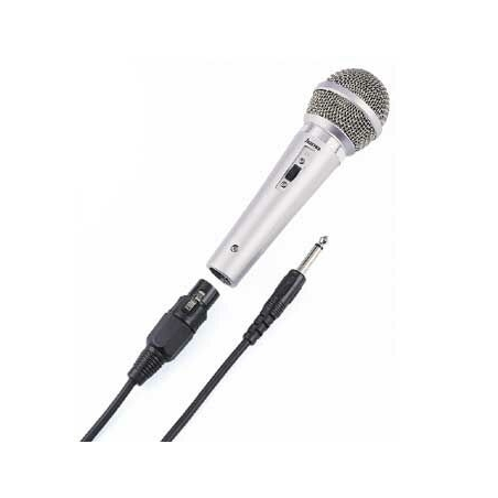 Microphone dynamique Hama DM40 - Câble de 3 m - Prises jack 3,5 mm et 6,5 mm - Adaptateur 6,35 mm inclus - Couleur argent