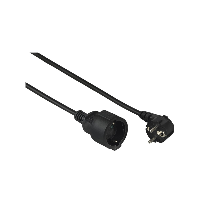 Câble d'alimentation coudé Hama - Puissance maximale 3680 W - Longueur 5 m - Section 1,5 mm² - Schuko CEE7 - Couleur : Noir
