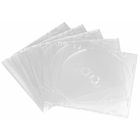 Hama Lot de 10 boîtiers CD/DVD vides et fins - Polystyrène - 12,5 x 14,2 x 0,52 cm - Transparent