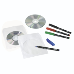 Hama Lot de 100 pochettes CD/DVD - Papier avec fenêtre - 12,5 x 12,5 x 0,1 cm - Blanches