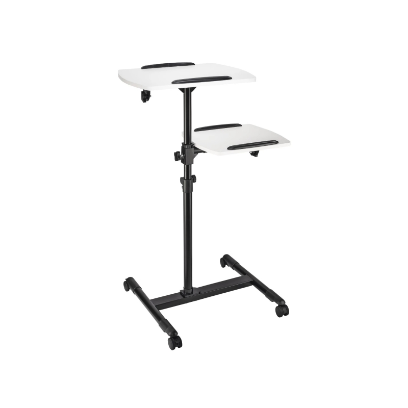 Support de sol pour projecteur Hama avec 2 plateaux - Supporte jusqu'à 10 kg - Hauteur réglable - Roulettes - Plateau supérieur