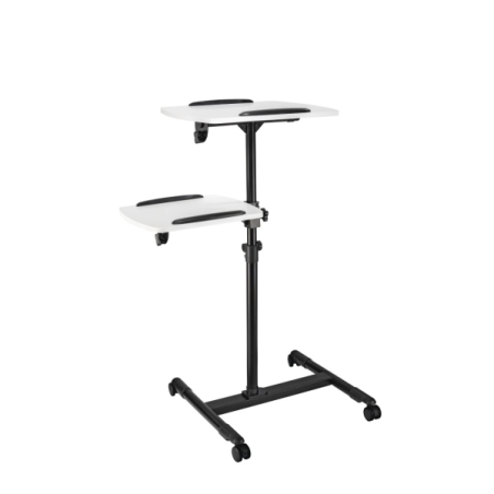 Support de sol pour projecteur Hama avec 2 plateaux - Supporte jusqu'à 10 kg - Hauteur réglable - Roulettes - Plateau supérieur