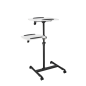 Support de sol pour projecteur Hama avec 2 plateaux - Supporte jusqu'à 10 kg - Hauteur réglable - Roulettes - Plateau supérieur