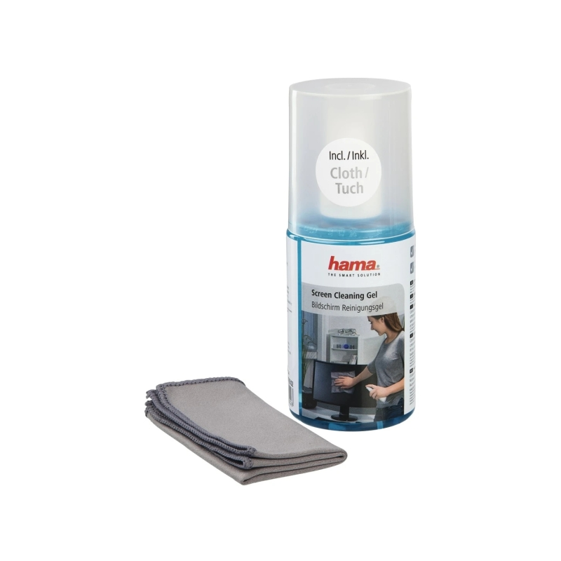 Nettoyant écran Hama - Capacité 200 ml - Chiffon en microfibre - Gris