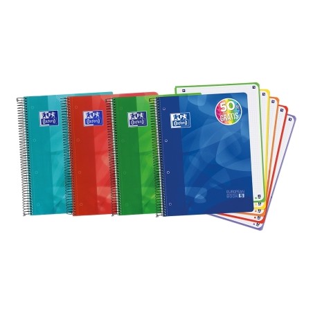 ✅ Oxford Lot de 5 Carnets à Spirale A4+ couleur Plusieurs couleurs en stock