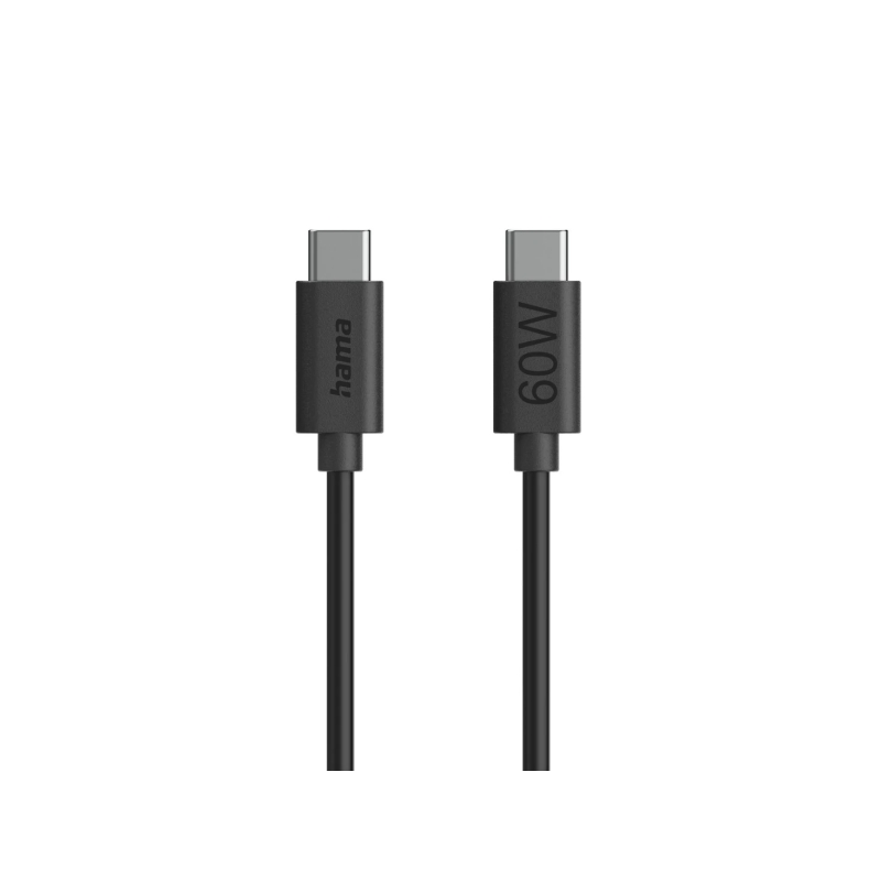 Câble USB-C mâle Hama - Longueur 1,2 m - Vitesse jusqu'à 480 Mbps - Noir