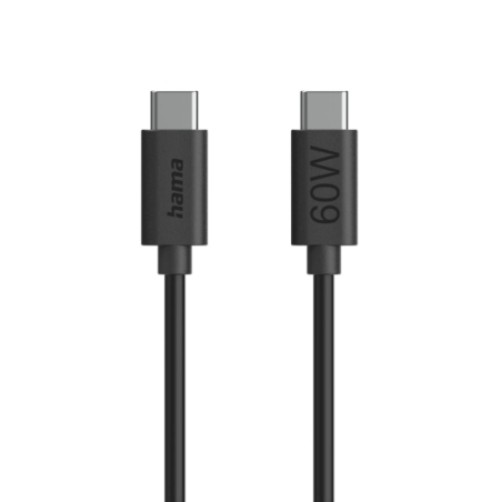 Câble USB-C mâle Hama - Longueur 1,2 m - Vitesse jusqu'à 480 Mbps - Noir