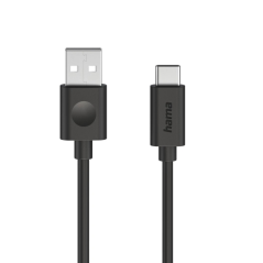 Câble USB Hama - USB-A mâle vers USB-C mâle - Longueur 1,2 m - Vitesse jusqu'à 480 Mbps - Noir