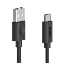 Câble USB Hama - USB-A mâle vers USB-C mâle - Longueur 1,2 m - Vitesse jusqu'à 480 Mbps - Noir