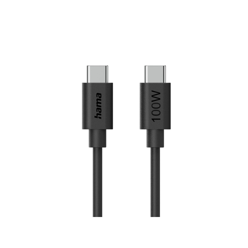Câble USB-C mâle Hama - Longueur 1,2 m - Vitesse jusqu'à 480 Mbps - Noir