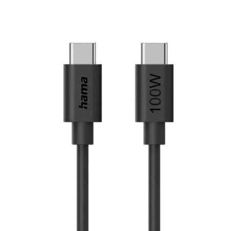 Câble USB-C mâle Hama - Longueur 1,2 m - Vitesse jusqu'à 480 Mbps - Noir
