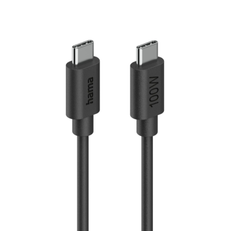 Câble USB-C mâle Hama - Longueur 1,2 m - Vitesse jusqu'à 480 Mbps - Noir