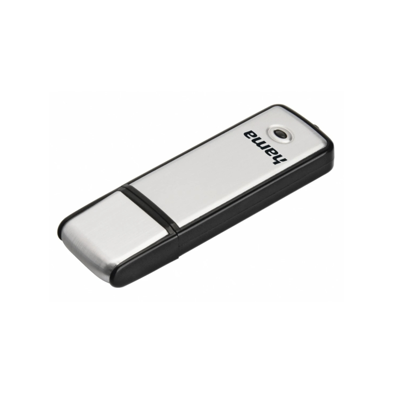 Clé USB 2.0 Hama Fancy avec capuchon - Capacité 16 Go - Vitesse de transfert 10 Mo/s - Aluminium brossé - 20 x 68 x 8 mm - Noir