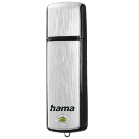Clé USB 2.0 Hama Fancy avec capuchon - Capacité 16 Go - Vitesse de transfert 10 Mo/s - Aluminium brossé - 20 x 68 x 8 mm - Noir