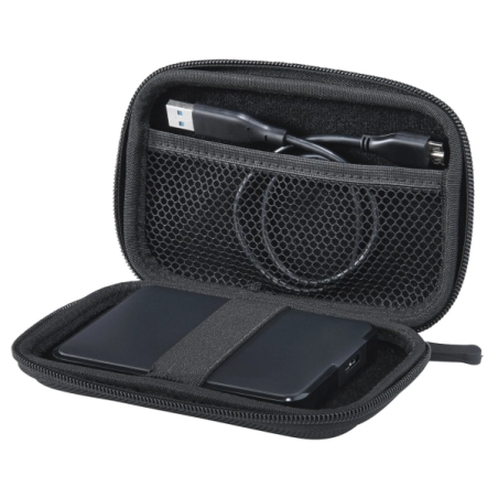 Étui Hama EVA pour disque dur 2,5" - Protection antichoc - Poches intérieures - 10,2 x 3,6 x 16 cm - Noir